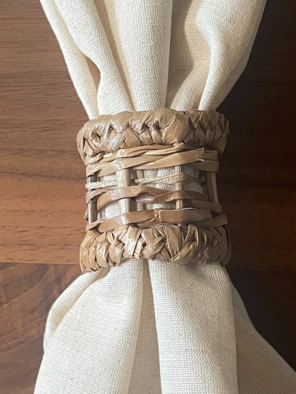 ⭐️$10 - SET: 12 NATURAL FIBER CLOTH NAPKINS + 8 ARTISANAL HANDMADE NAPKIN RINGS